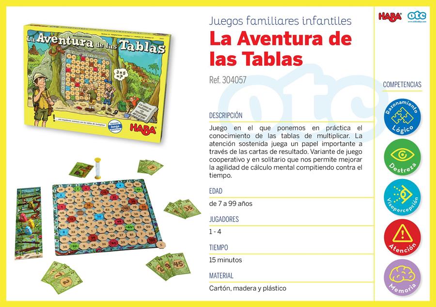LA AVENTURA DE LAS TABLAS | HABA304057 | WOLFGANG BORKNER | La botiga en català de jocs de taula moderns